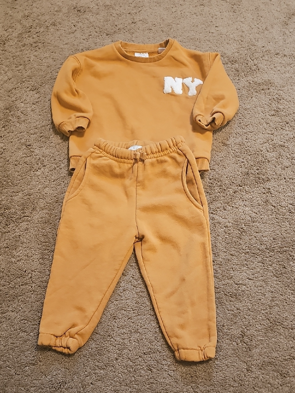 Zara Mustard Yellow Kids Sweatshirt & Joggers Set